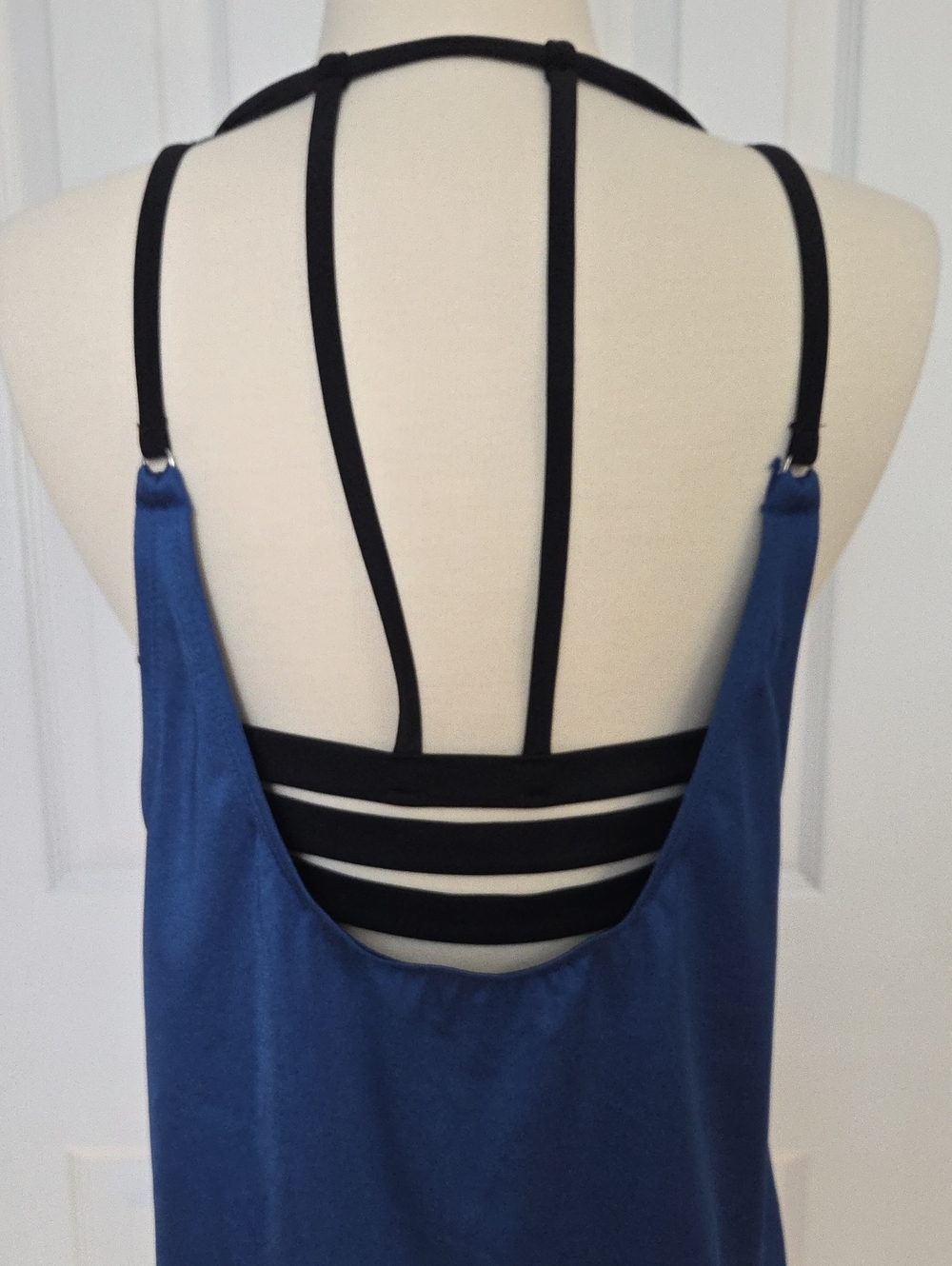 Reebok Sparkling Midnight Blue Core Black Strappy Back Tankini Swim Top Medium View 6